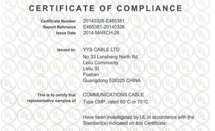What are the common cable standards?